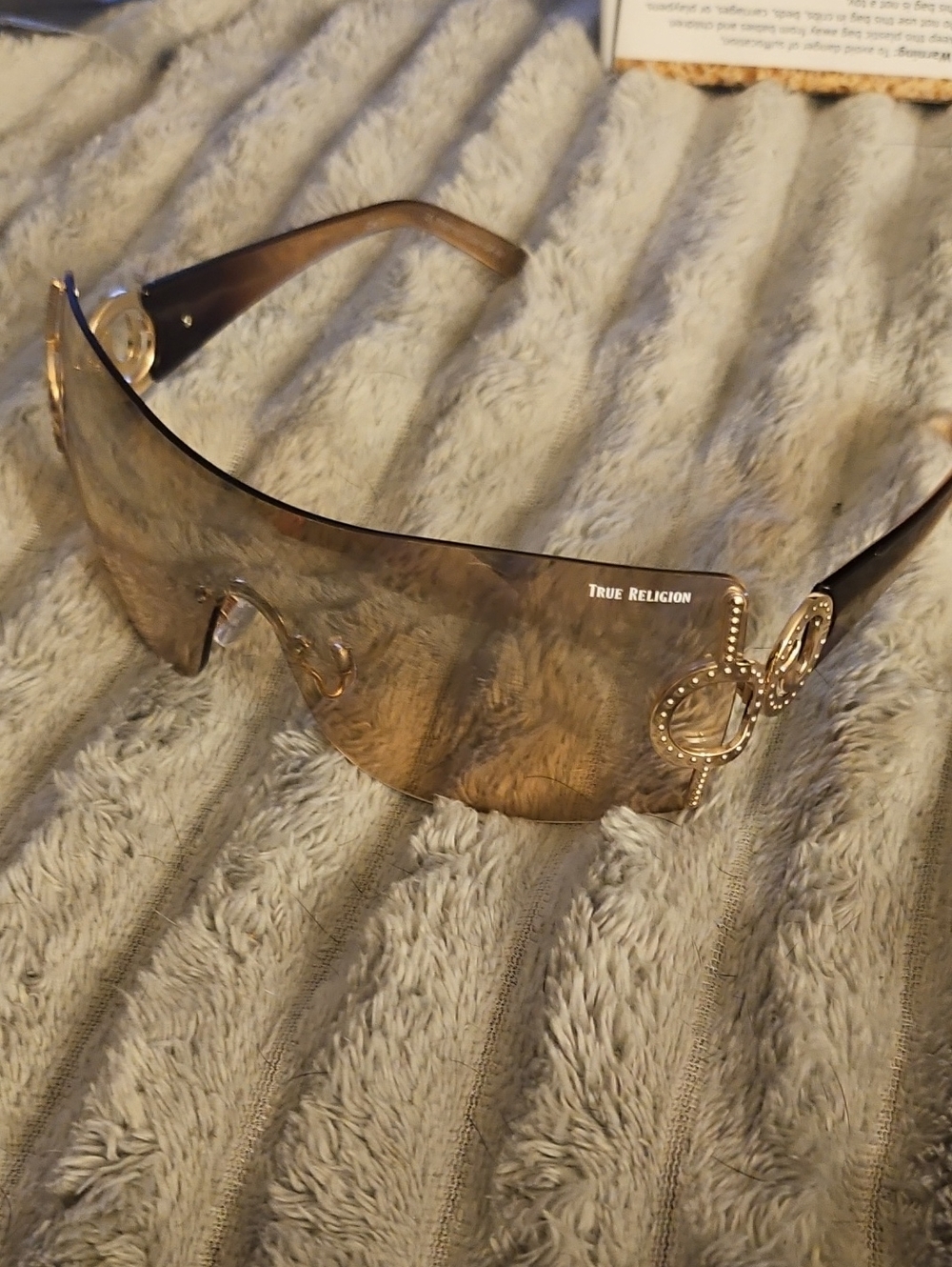 True Religion Designer Rimless Shield Sunglasses,